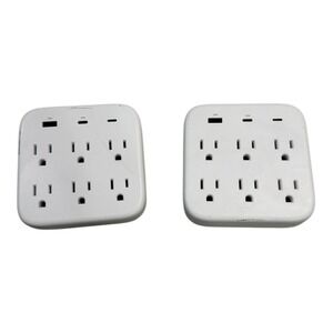 Dealworthy 6-Outlets Surge Protector‎ Wall Tap with USB-A USB-C Ports - 2 Pack